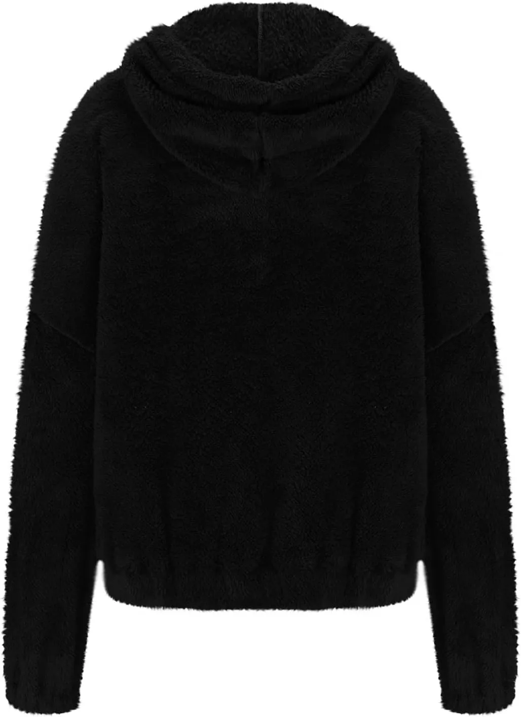 Womens Fuzzy Fleece Open Front Hooded Cardigan Jackets Sherpa Drawstring Solid Hoodie Outerwear Coats with Pockets