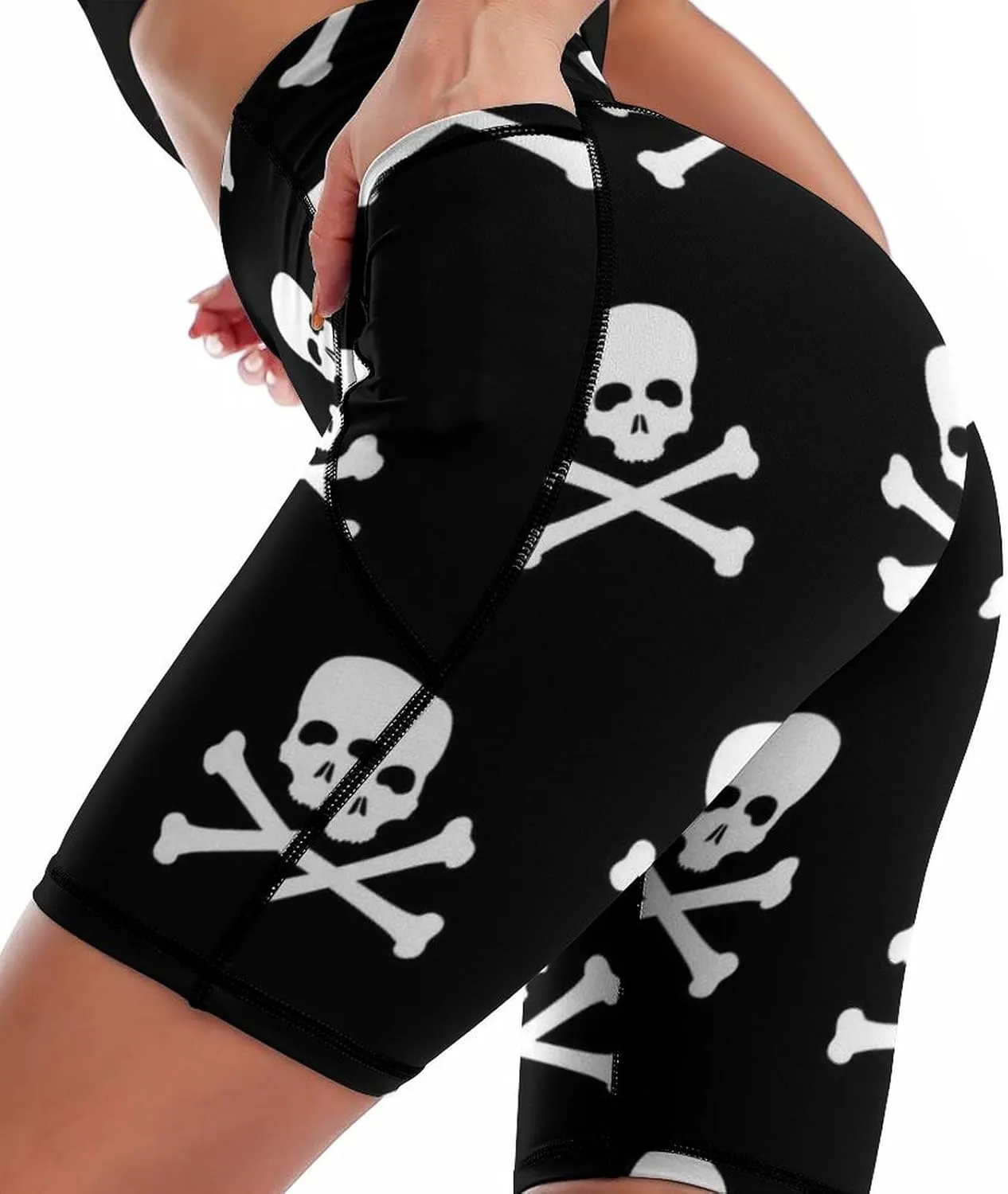 Women's High Waist Fashion Workout Yoga Shorts Tummy Control Athletic Shorts