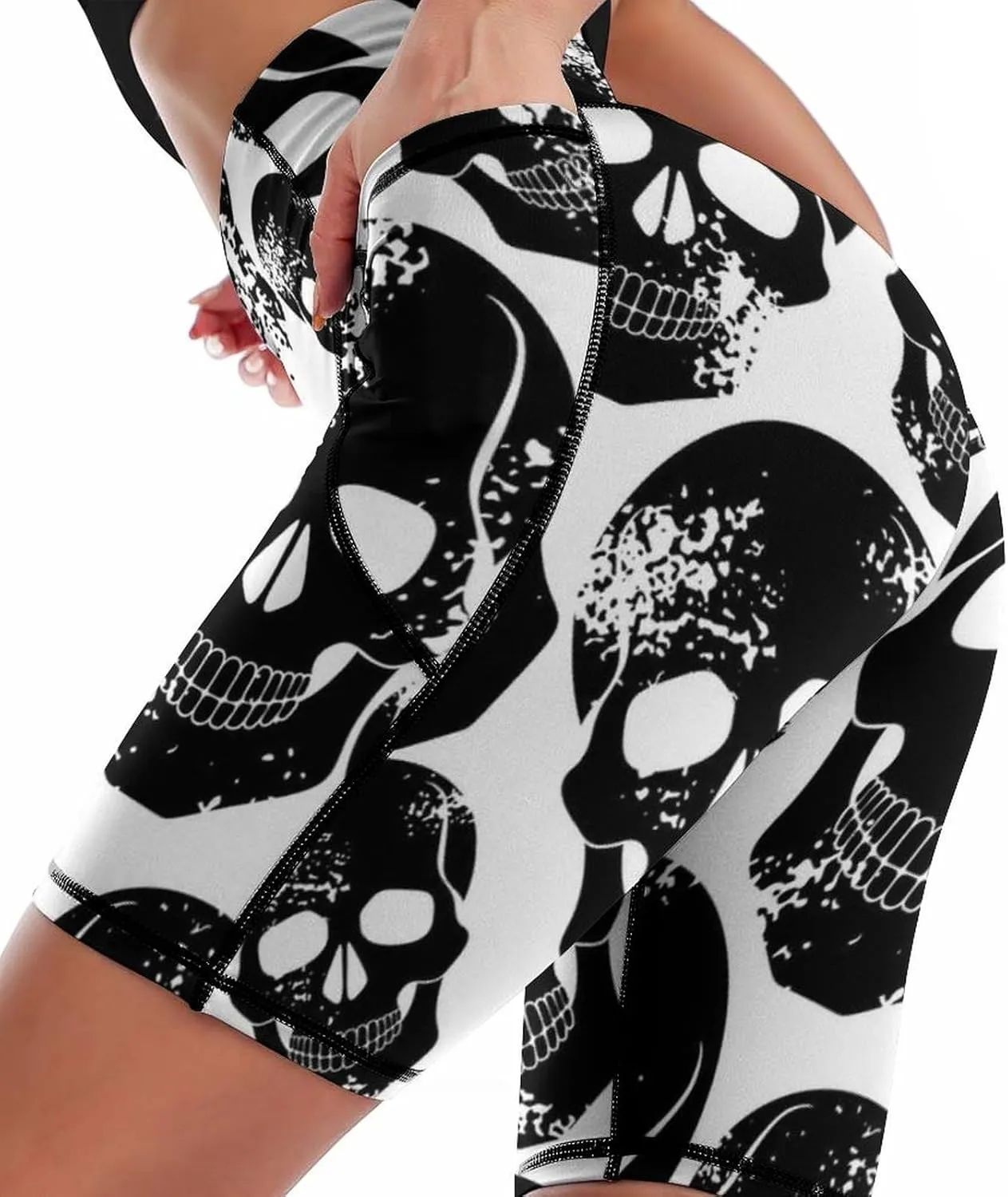 Women's High Waist Fashion Workout Yoga Shorts Tummy Control Athletic Shorts