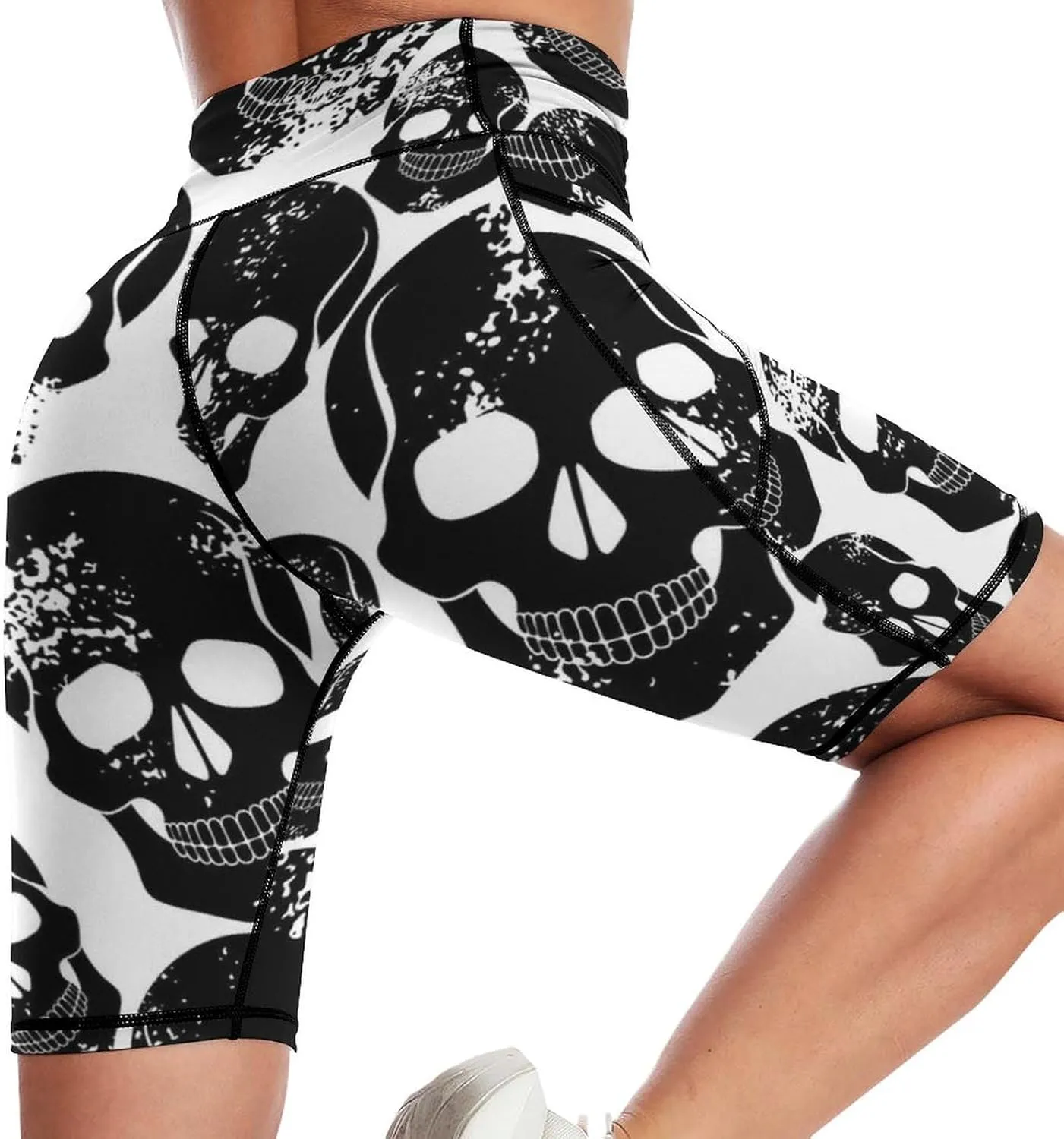 Women's High Waist Fashion Workout Yoga Shorts Tummy Control Athletic Shorts