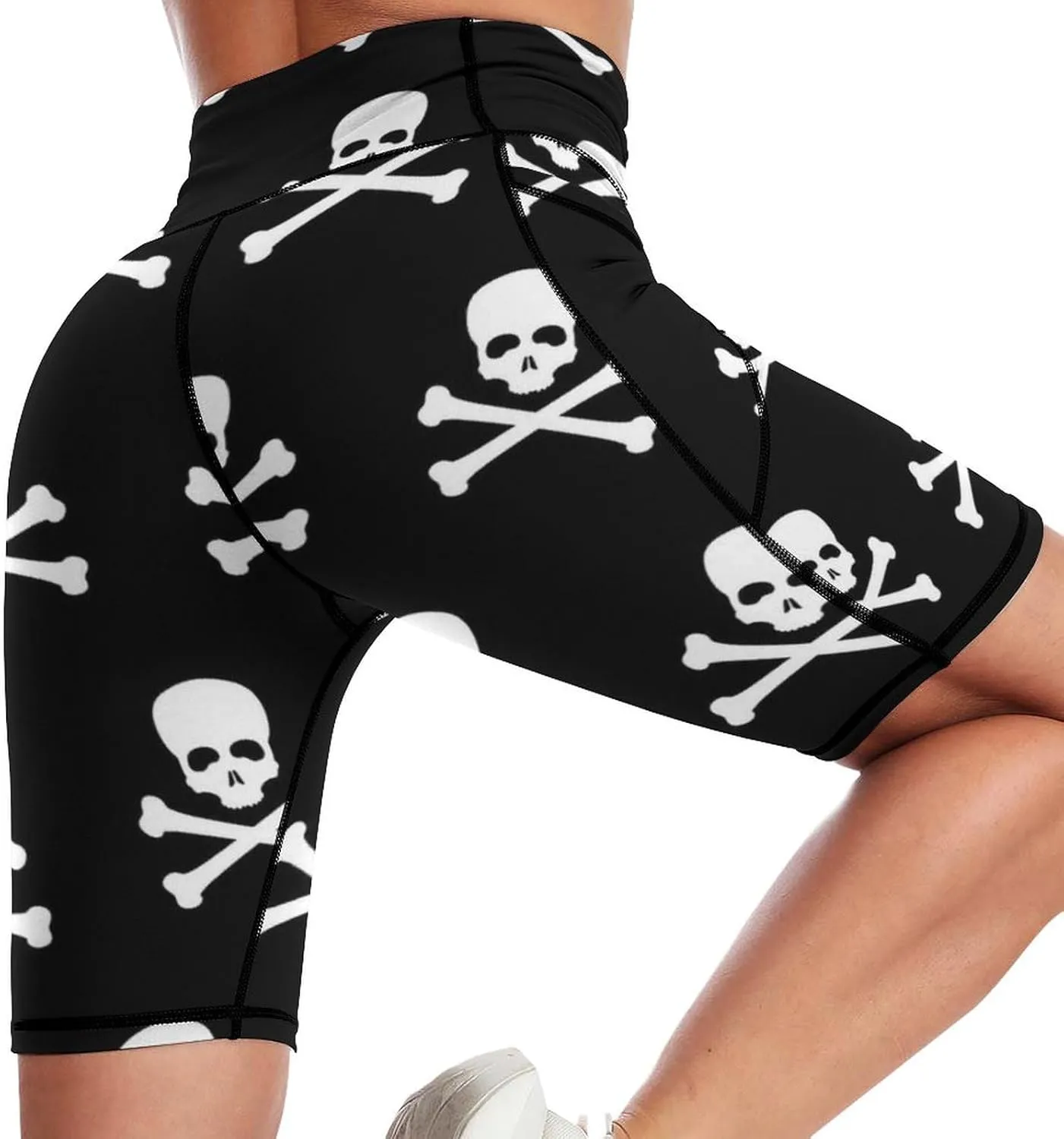 Women's High Waist Fashion Workout Yoga Shorts Tummy Control Athletic Shorts