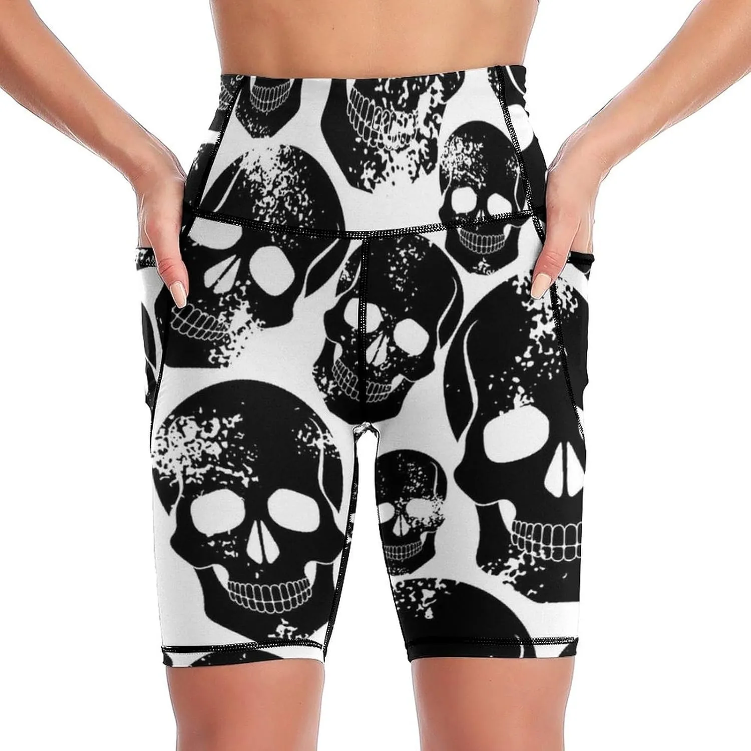 Women's High Waist Fashion Workout Yoga Shorts Tummy Control Athletic Shorts