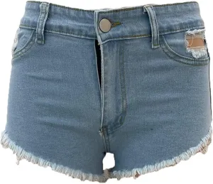 Womens High Waisted Jean Shorts Frayed Raw Hem Denim Shorts Distressed Casual Summer Stretchy Shorts Jean