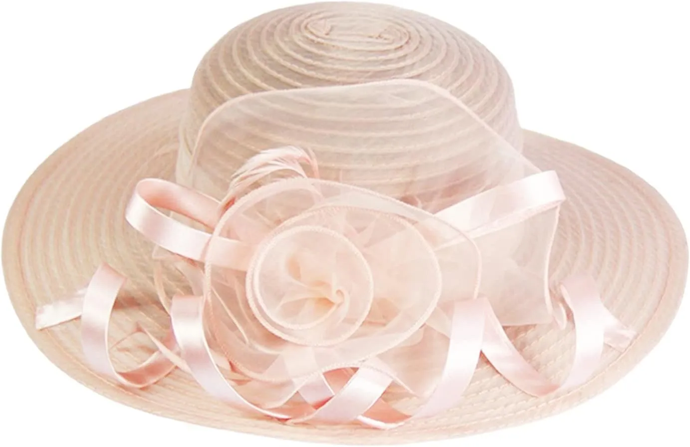 Women's Kentuck𝚢-Derby Church Dress Hat Wide Brim 𝚏 Flower Bridal Shower Hat Derby Hats for Women