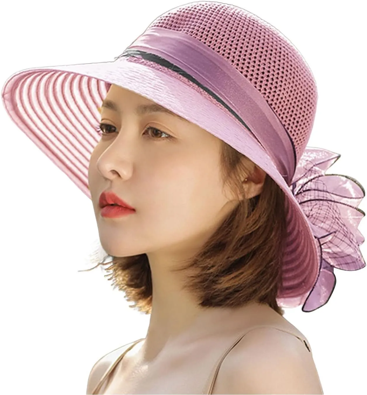 Women's Kentuck𝚢-Derby Church Dress Hat Wide Brim 𝚏 Flower Bridal Shower Hat Wedding 𝙲ocktail Tea Party