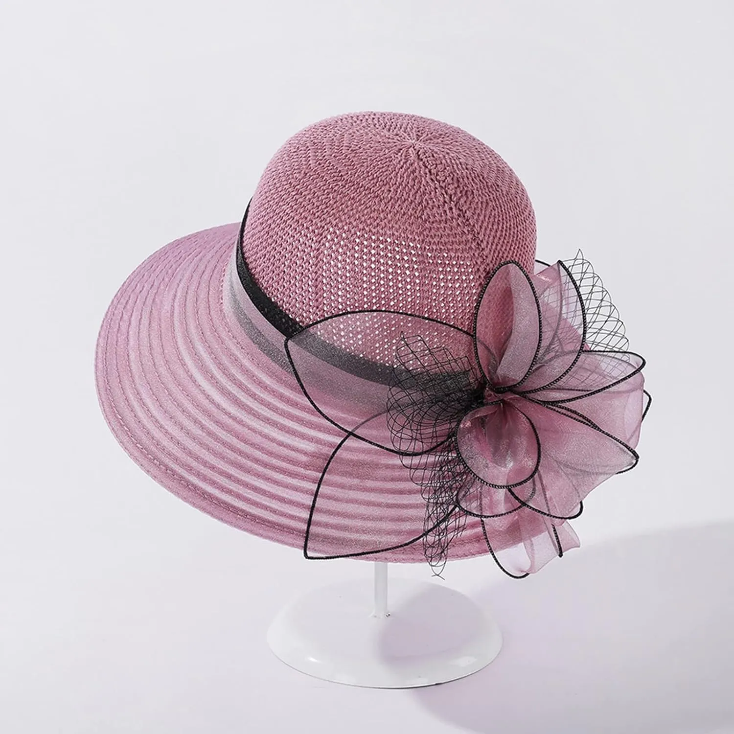 Women's Kentuck𝚢-Derby Church Dress Hat Wide Brim 𝚏 Flower Bridal Shower Hat Wedding 𝙲ocktail Tea Party