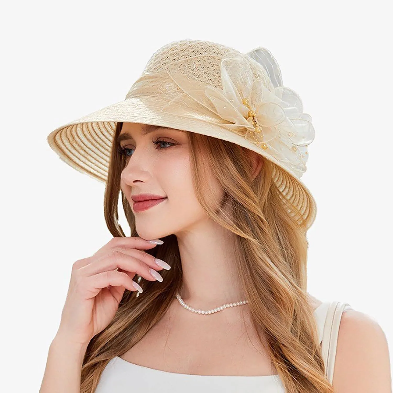 Womens Knit Wide Brim Sun Hat Cloche Bucket Hat Fishing Hat Beach Solid Color Foldable 2024 Summer Fashion Bow Caps