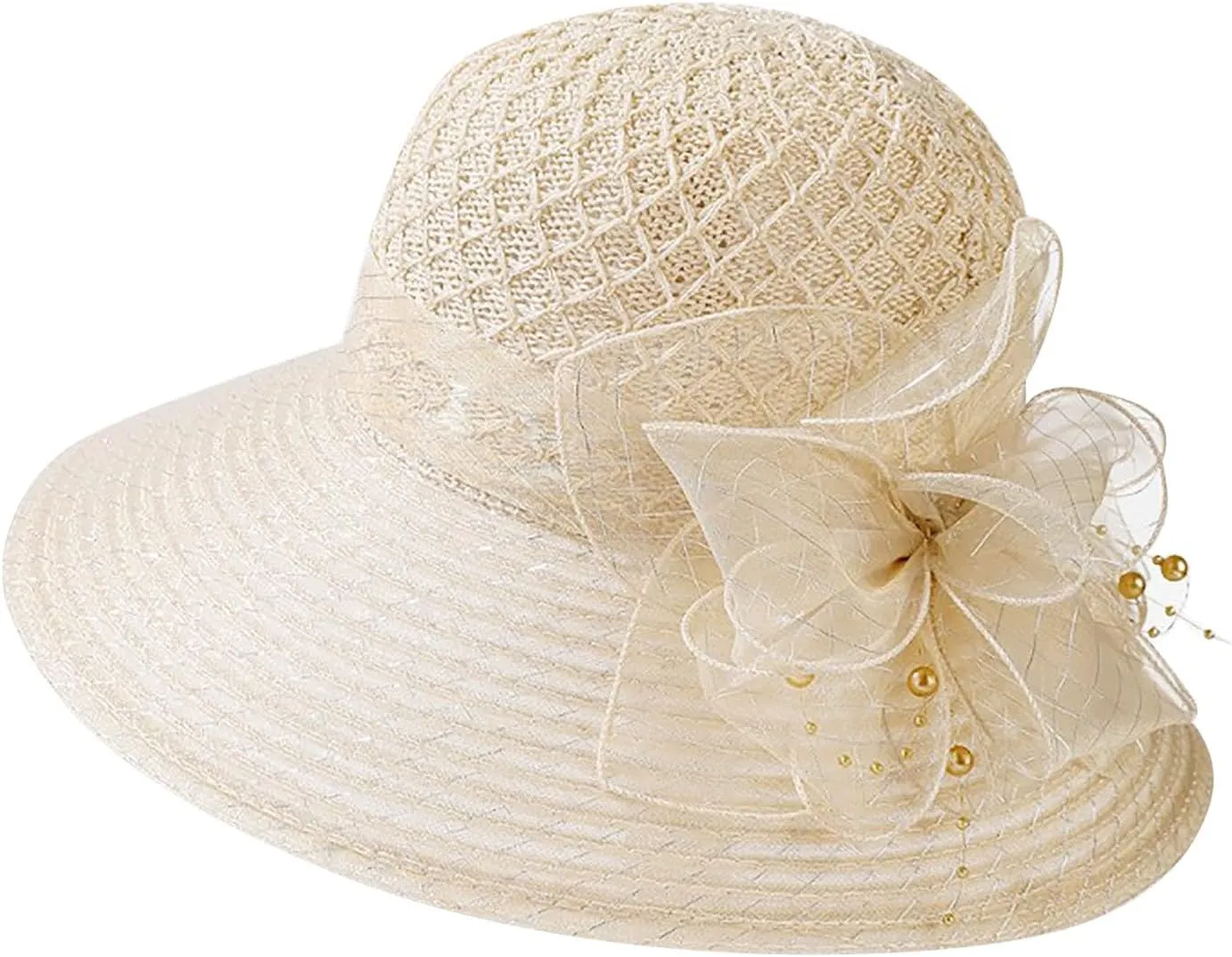 Womens Knit Wide Brim Sun Hat Cloche Bucket Hat Fishing Hat Beach Solid Color Foldable 2024 Summer Fashion Bow Caps