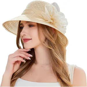 Womens Knit Wide Brim Sun Hat Cloche Bucket Hat Fishing Hat Beach Solid Color Foldable 2024 Summer Fashion Bow Caps