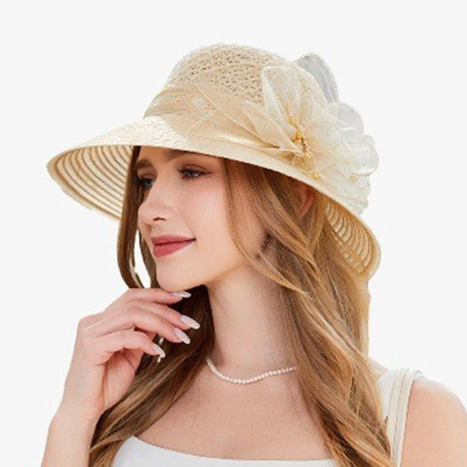 Womens Knit Wide Brim Sun Hat Cloche Bucket Hat Fishing Hat Beach Solid Color Foldable 2024 Summer Fashion Bow Caps