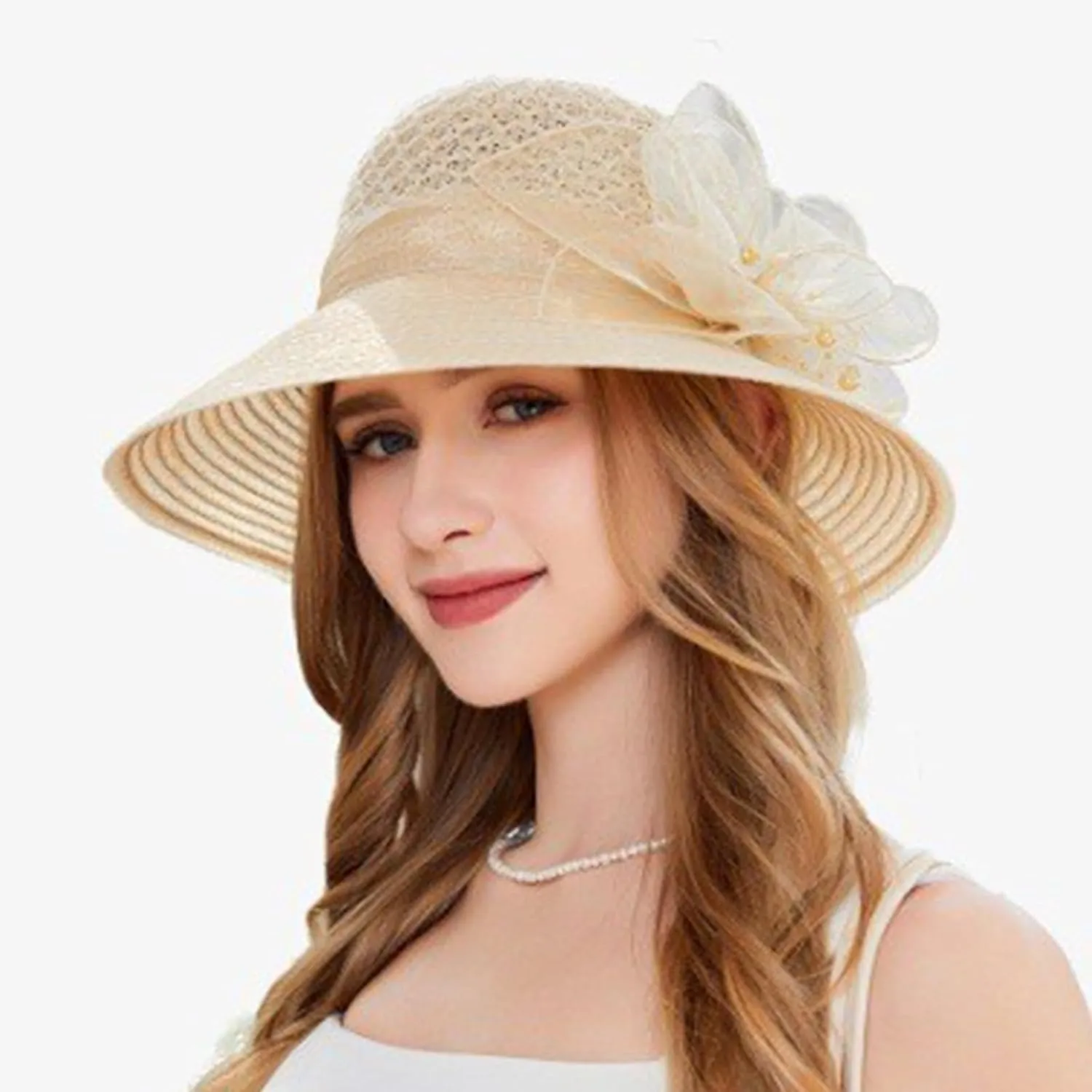 Womens Knit Wide Brim Sun Hat Cloche Bucket Hat Fishing Hat Beach Solid Color Foldable 2024 Summer Fashion Bow Caps