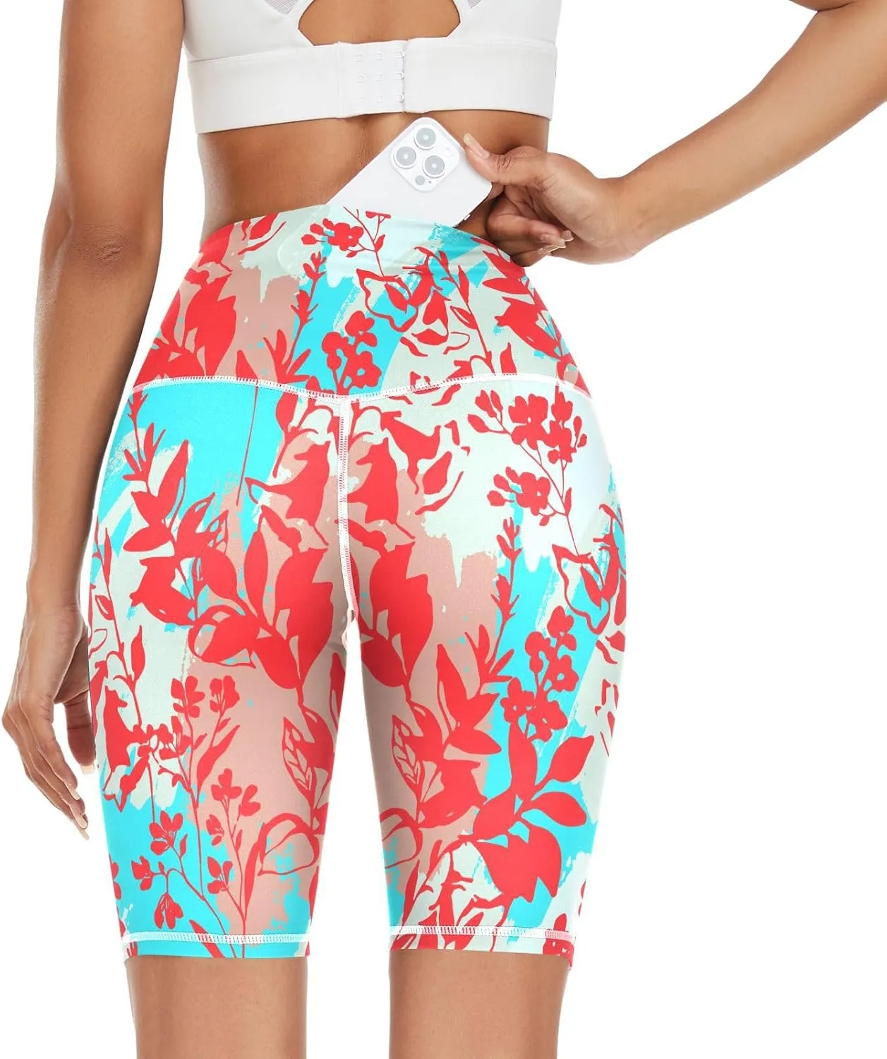 Women's Leggings Shorts High Waist Yoga Athletic Short Pants with Hidden Pockets