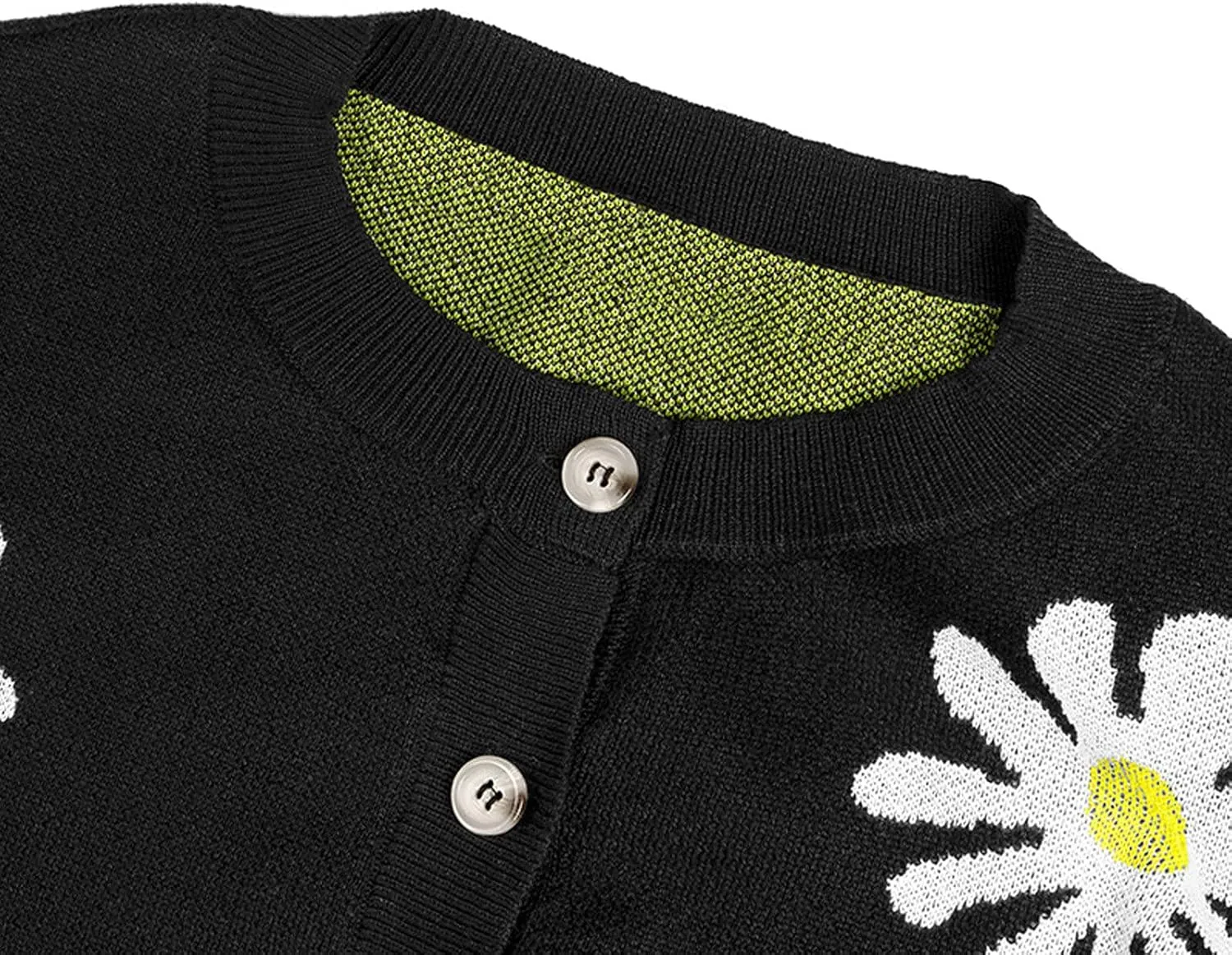 Womens Long Sleeve Button Cropped Cardigans Cute Flower Graphic Cardigan Fashion Casual Sweater Coat