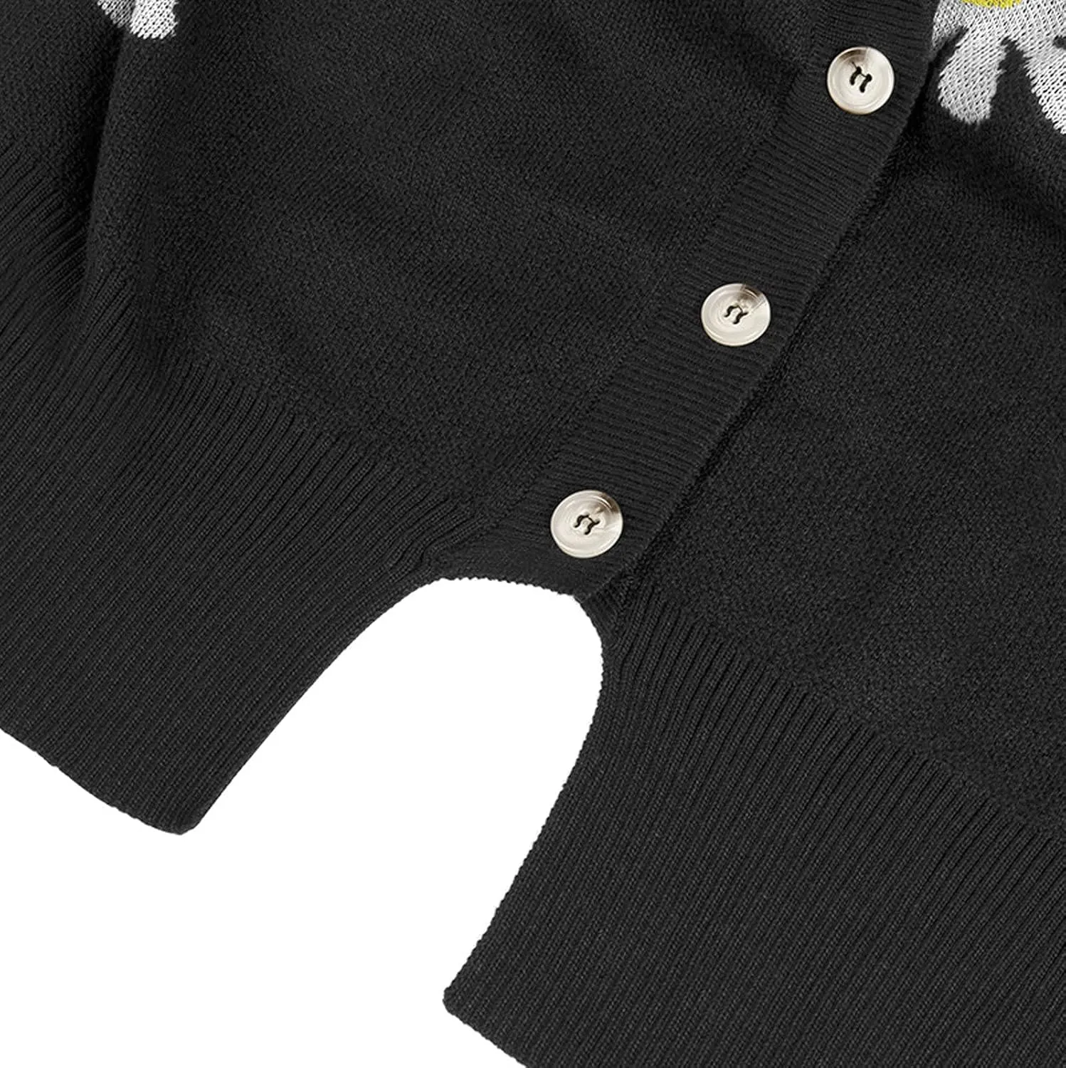 Womens Long Sleeve Button Cropped Cardigans Cute Flower Graphic Cardigan Fashion Casual Sweater Coat