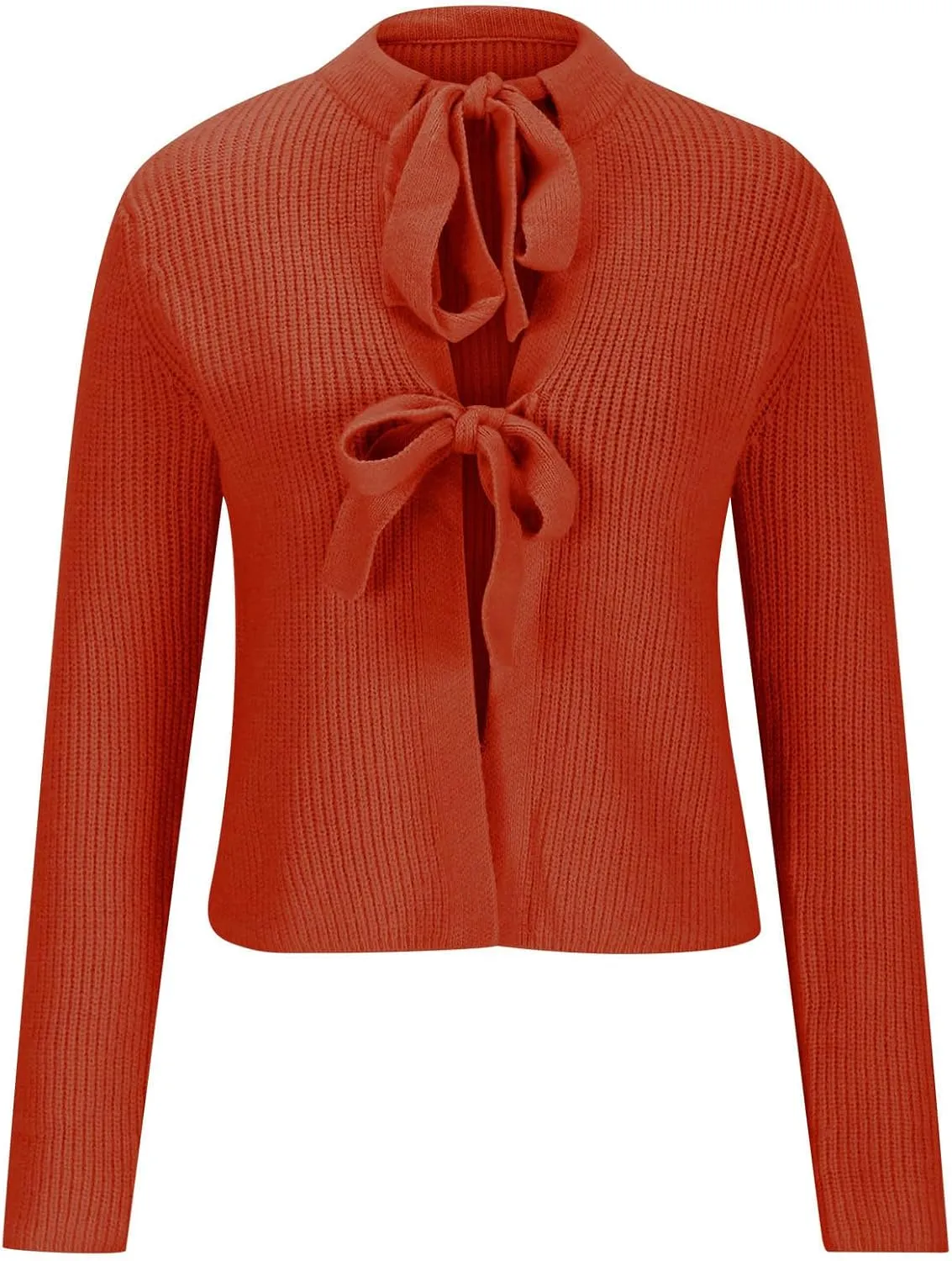 Womens Long Sleeve Cropped Cardigan Sweaters Lightweight Tie Front Chunky Knit Outwear Coat Fall Winter Outfits