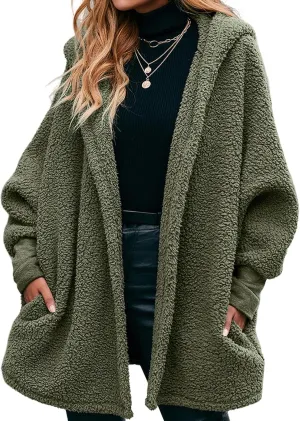 Women's Long Sleeve Soft Chunky Knit Sweater Open Front Cardigans Outwear Coat