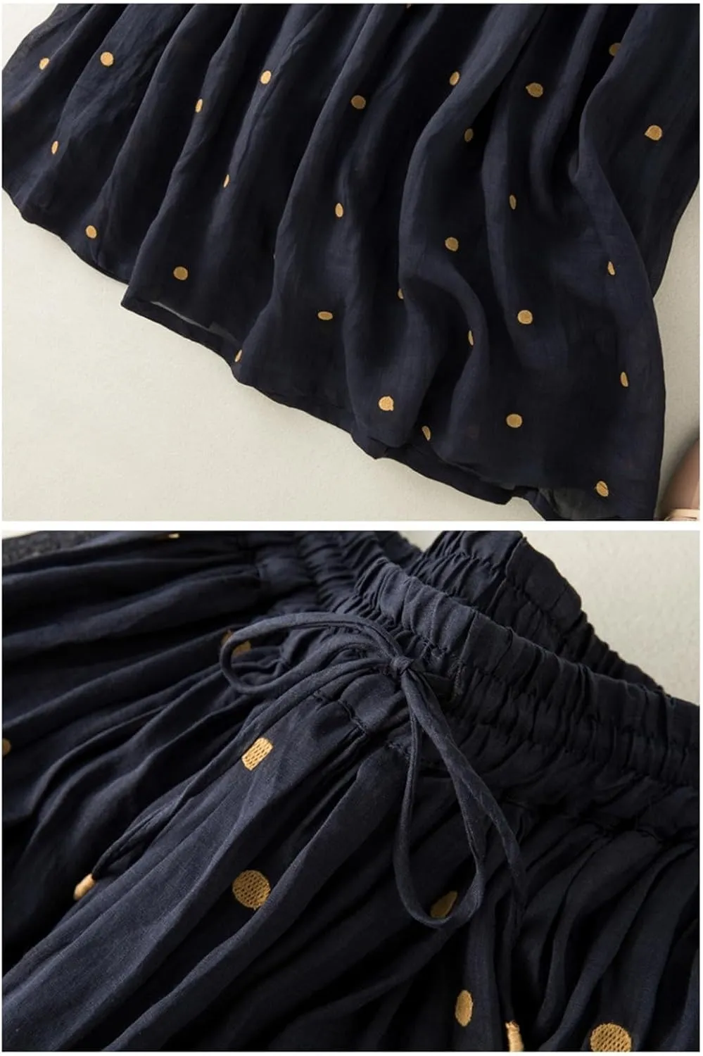 Womens Maxi Skirt for Vacation Color Block Retro A-Line Pleated Drawstring Elastic High Waist Casual Summer Skirts