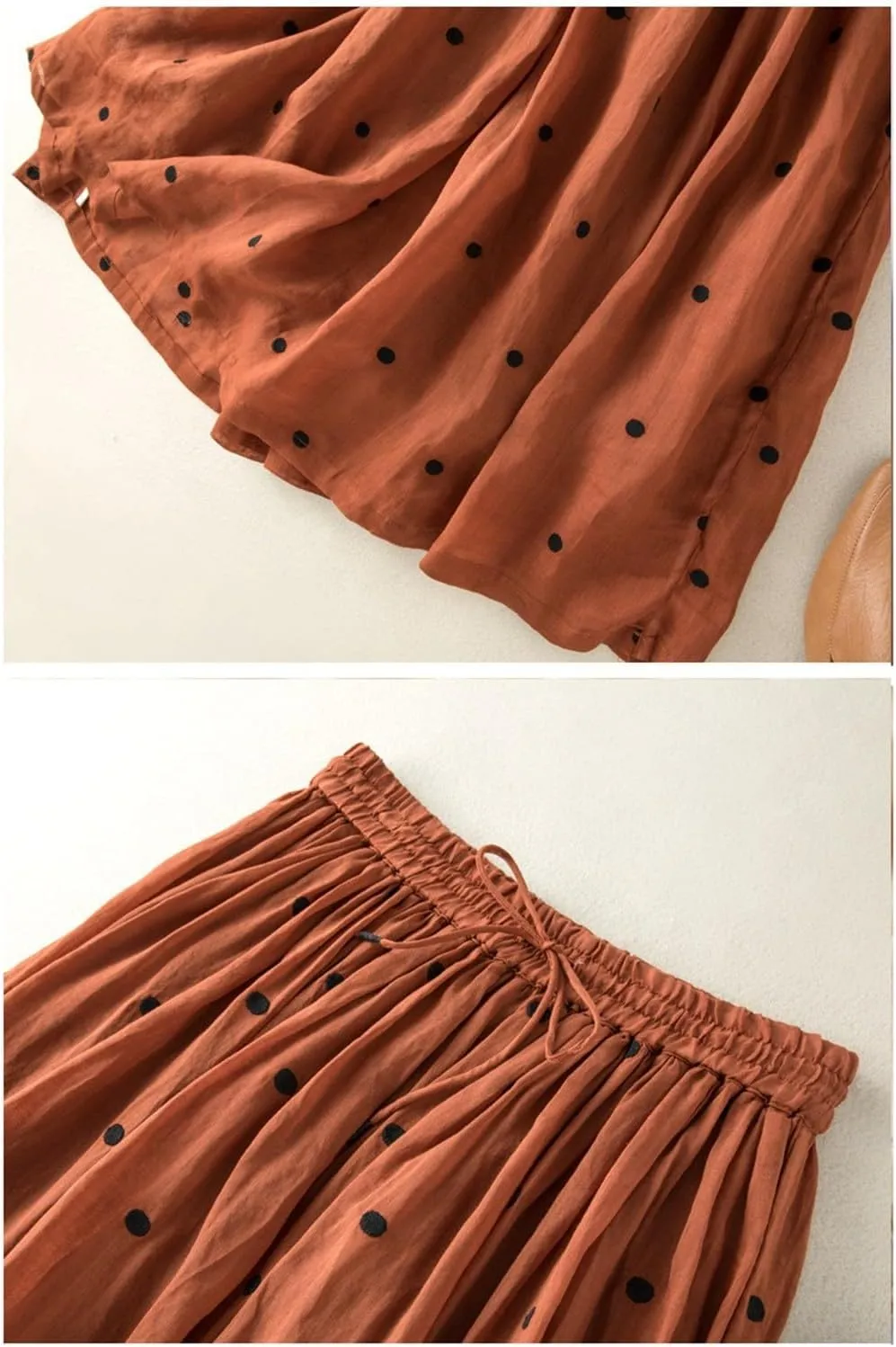 Womens Maxi Skirt for Vacation Color Block Retro A-Line Pleated Drawstring Elastic High Waist Casual Summer Skirts