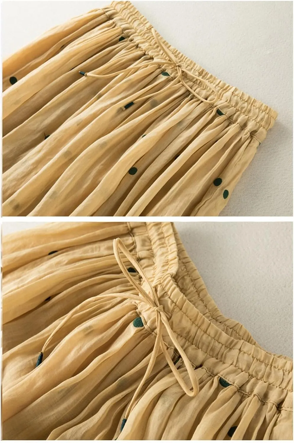 Womens Maxi Skirt for Vacation Color Block Retro A-Line Pleated Drawstring Elastic High Waist Casual Summer Skirts