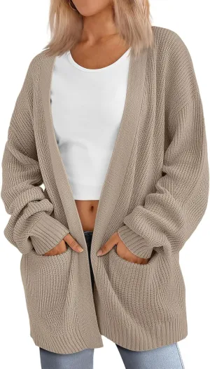 Womens Oversized Cardigans Long Sleeve Open Front Knit Sweaters Fall Trendy Jacket Clothes