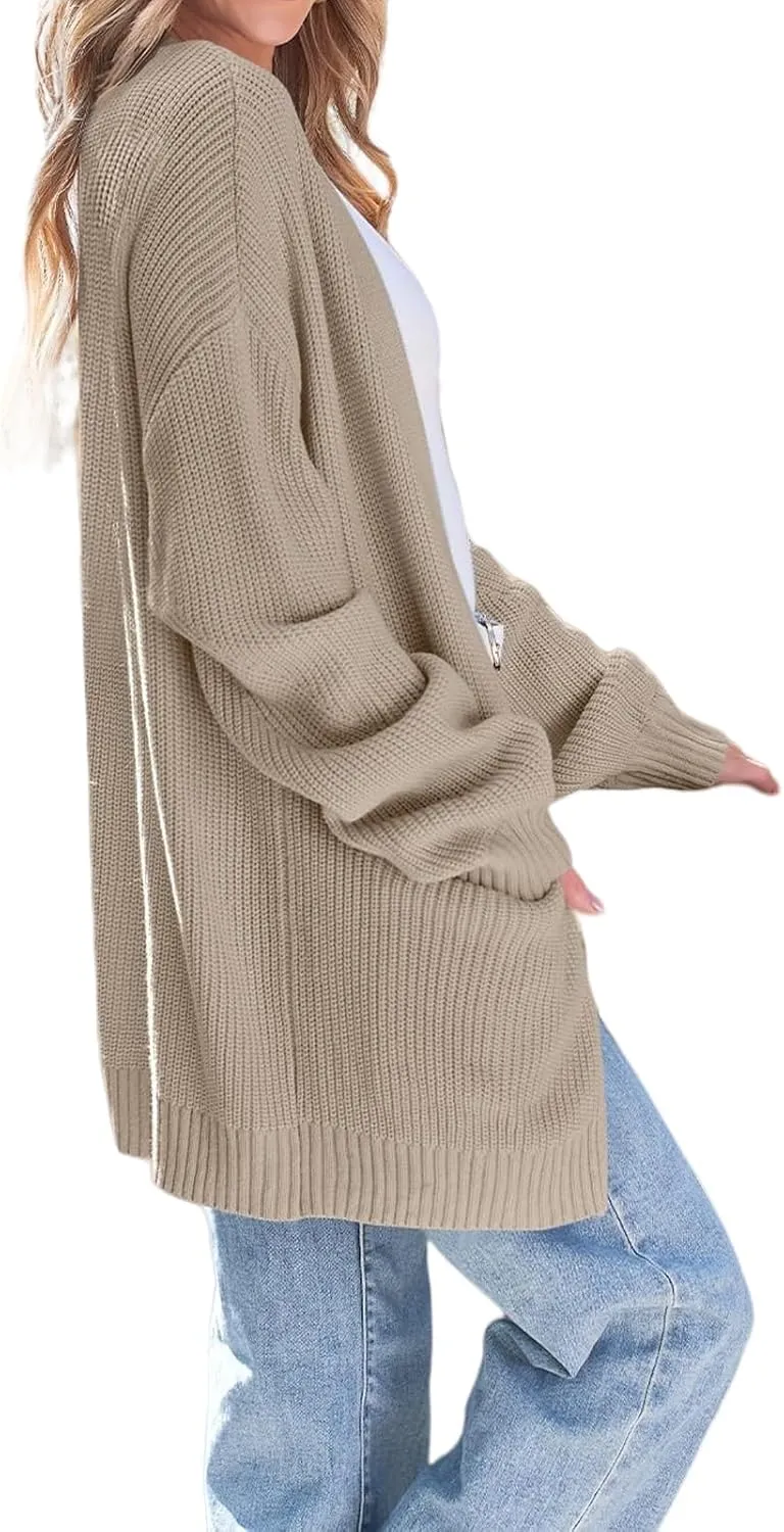 Womens Oversized Cardigans Long Sleeve Open Front Knit Sweaters Fall Trendy Jacket Clothes
