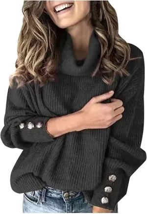 Women's Oversized Turtleneck Chunky Pullover Sweaters Cowl Neck Winter Slouchy Loose Fit Knit Long Sleeve Knitwear