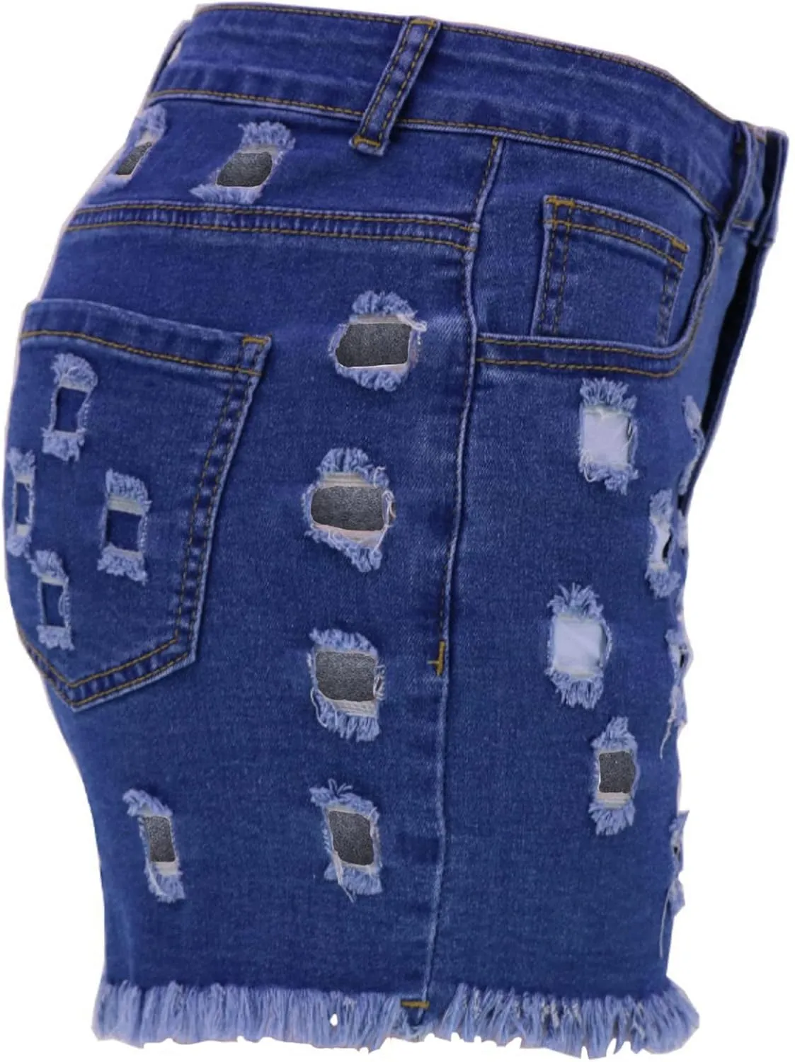 Womens Ripped Jean Shorts Trendy High Waist Frayed Raw Hem Stretch Denim Shorts Sexy Casual Summer Distressed Shorts