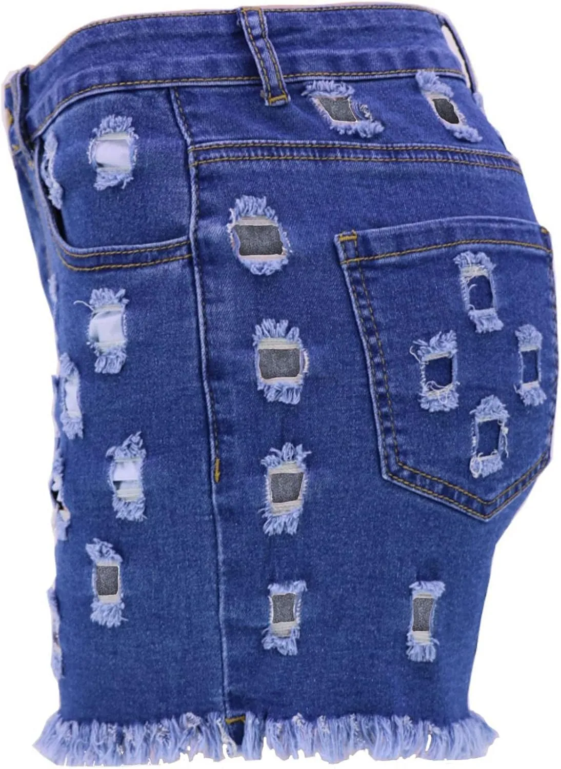 Womens Ripped Jean Shorts Trendy High Waist Frayed Raw Hem Stretch Denim Shorts Sexy Casual Summer Distressed Shorts