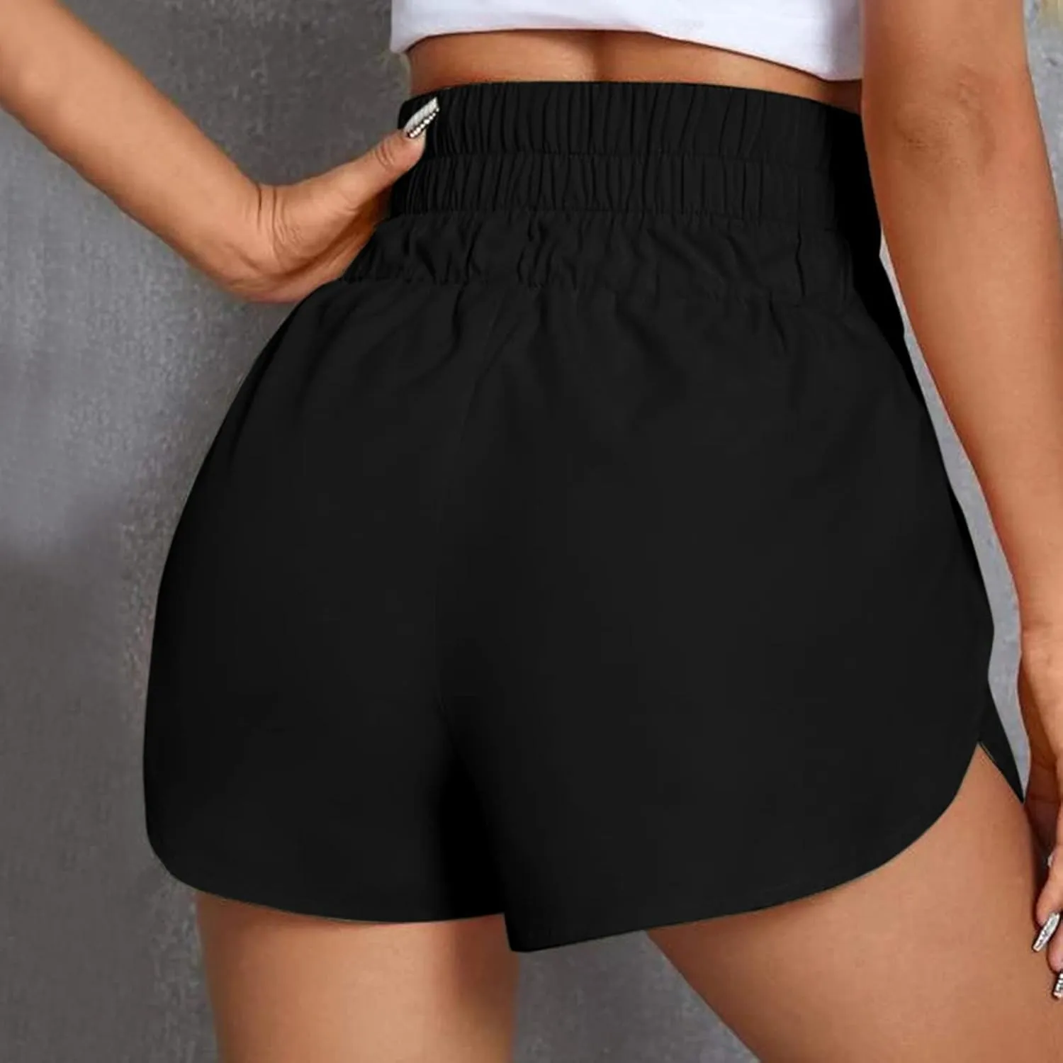 Womens Running Shorts Elastic High Waist Shorts Summer Quick Dry Shorts Casual Comfy Gym Short Outdoor Athletic Hiking
