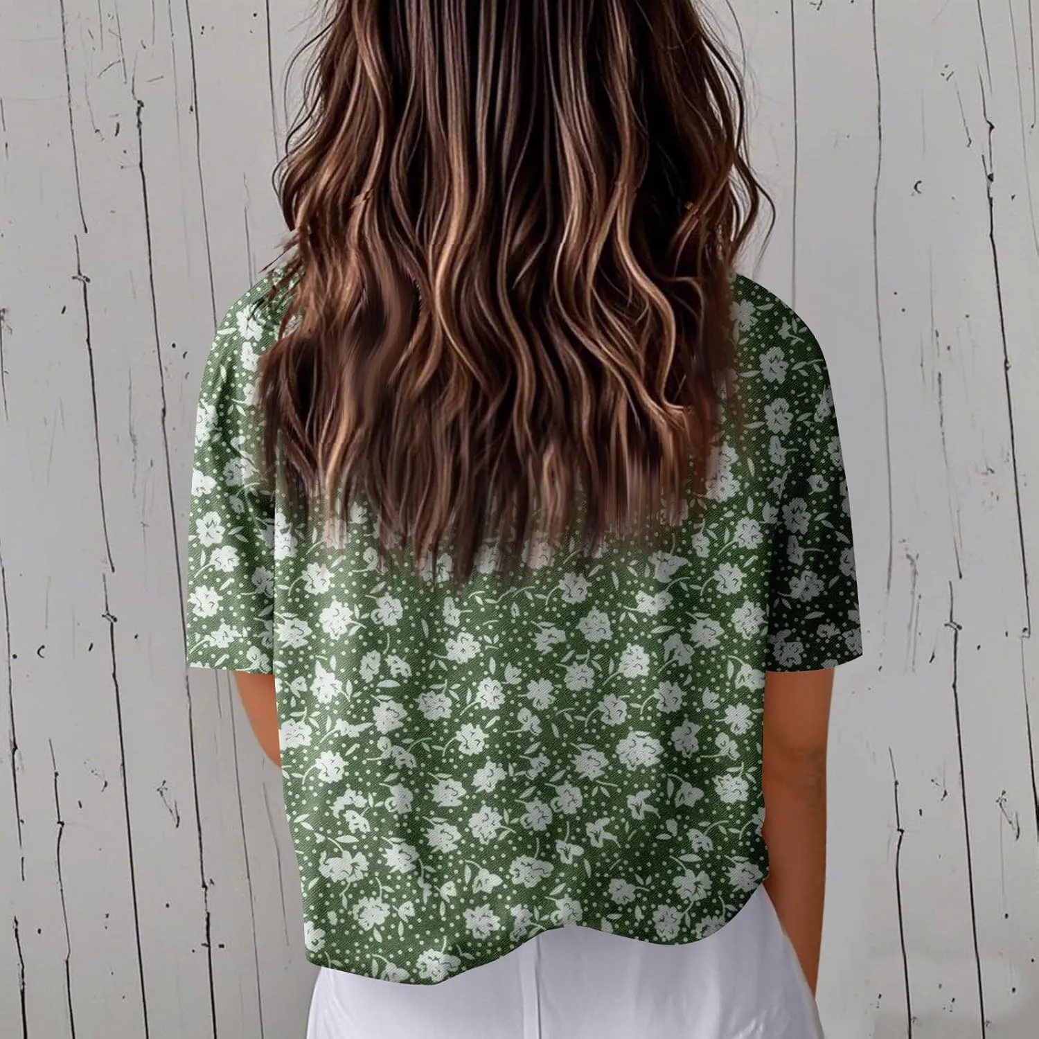 Womens Shirts Short Sleeve Trendy Button Down Blouse Summer Casual Linen Cute Shirts Floral Print V Neck Tops Collared