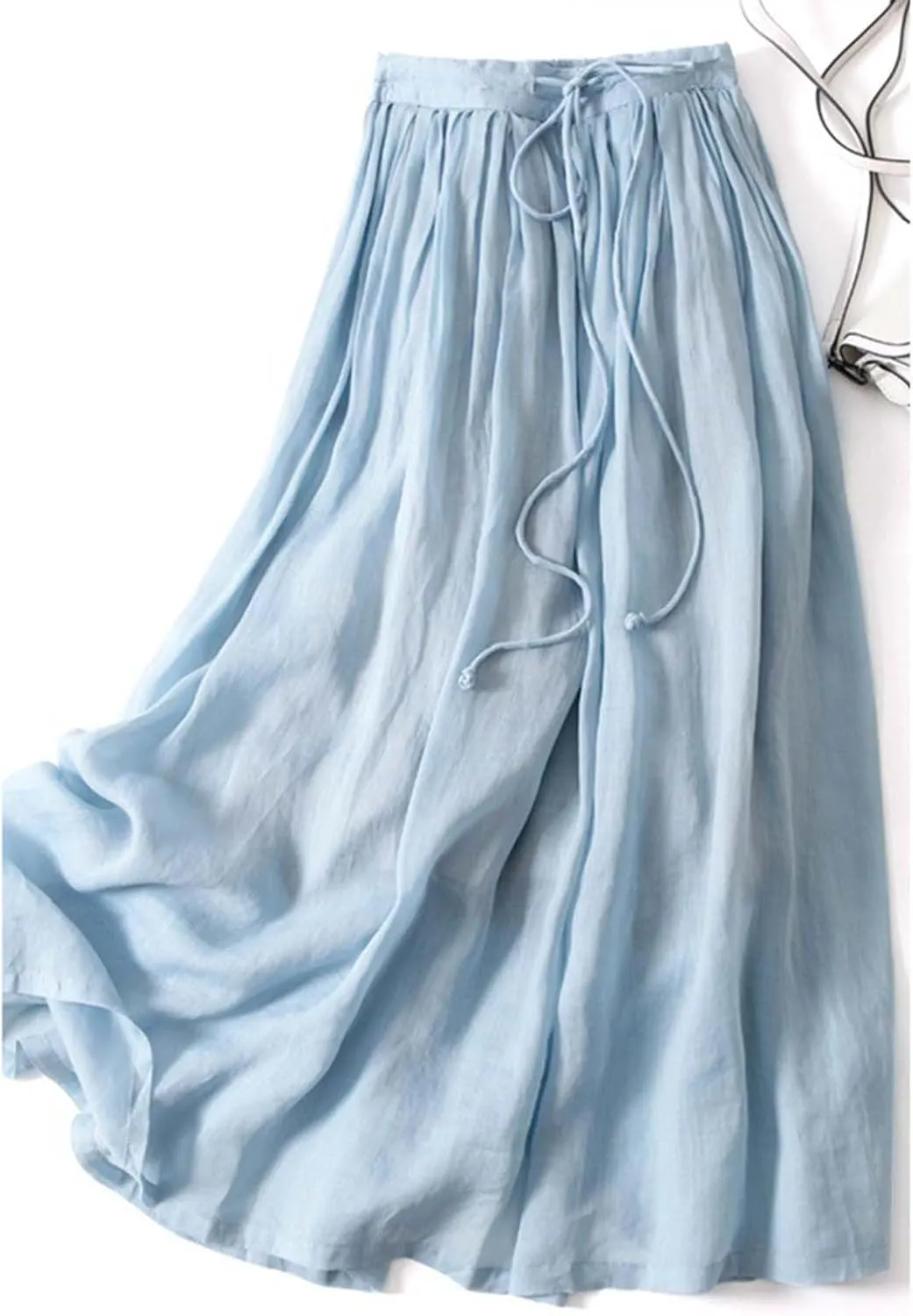 Women's Skirts for Summer Vacation High Waist Drawstring Elastic A Line Loose Casual Long Skirts for Women Trendy