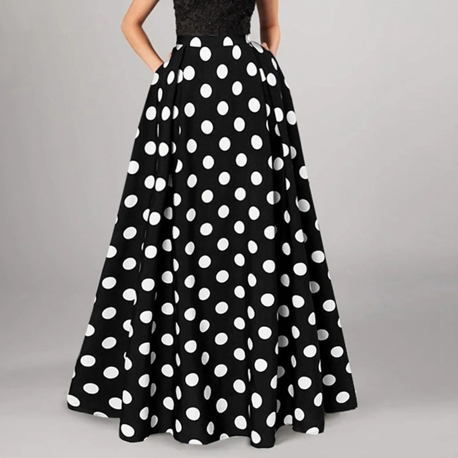 Womens Skirts Midi Length for Summer Vacation Trendy Y2K Vintage Polka Dot Maxi Skirt for Women Trendy Clothes