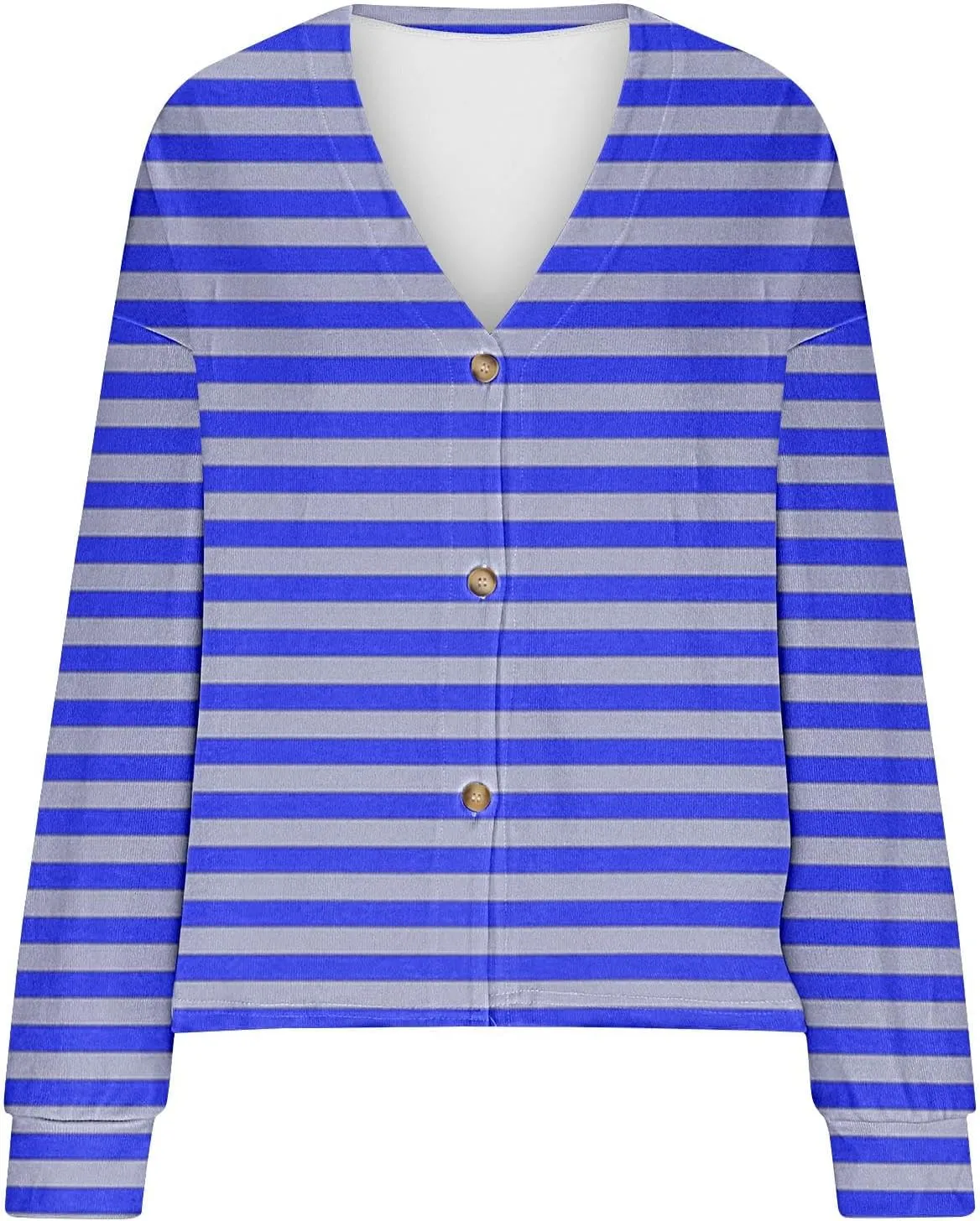 Women's Striped Cardigan Sweater 2024 Lightweight Fall Printed Knit Outerwear Casual V Neck Button Down Coats