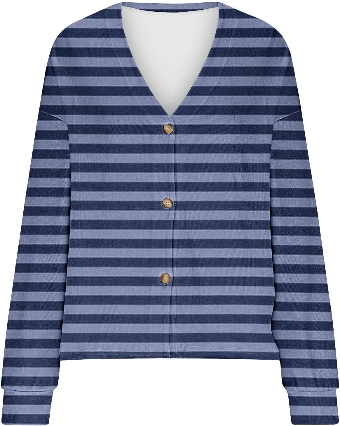 Women's Striped Cardigan Sweater 2024 Lightweight Fall Printed Knit Outerwear Casual V Neck Button Down Coats