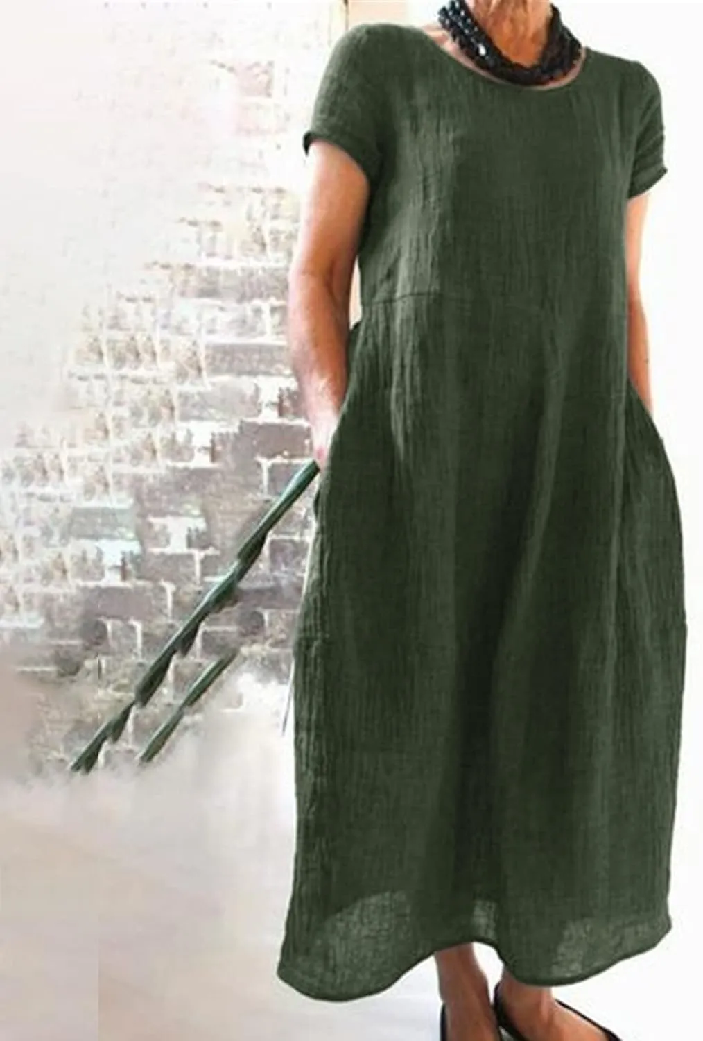 Womens Summer Cotton Linen Dresses 2025 Short Sleeve Loose Coverup Maxi Skirt Church Work Travel Outfits Long Dress