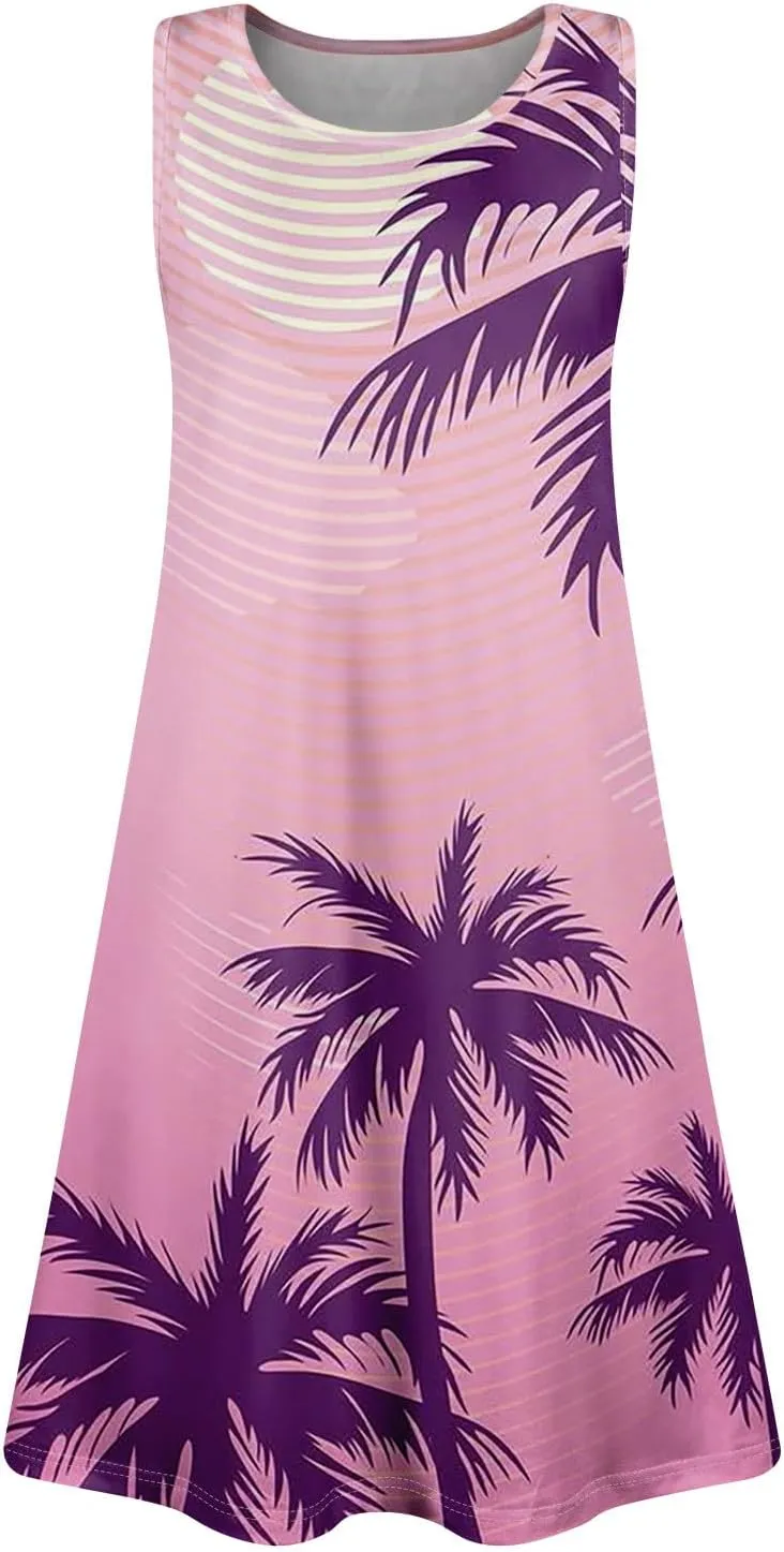 Womens Summer Dresses Sun Dress Short Vacation Dress Sleeveless Tank Dresses Beach Cover Up Vest with Pocket