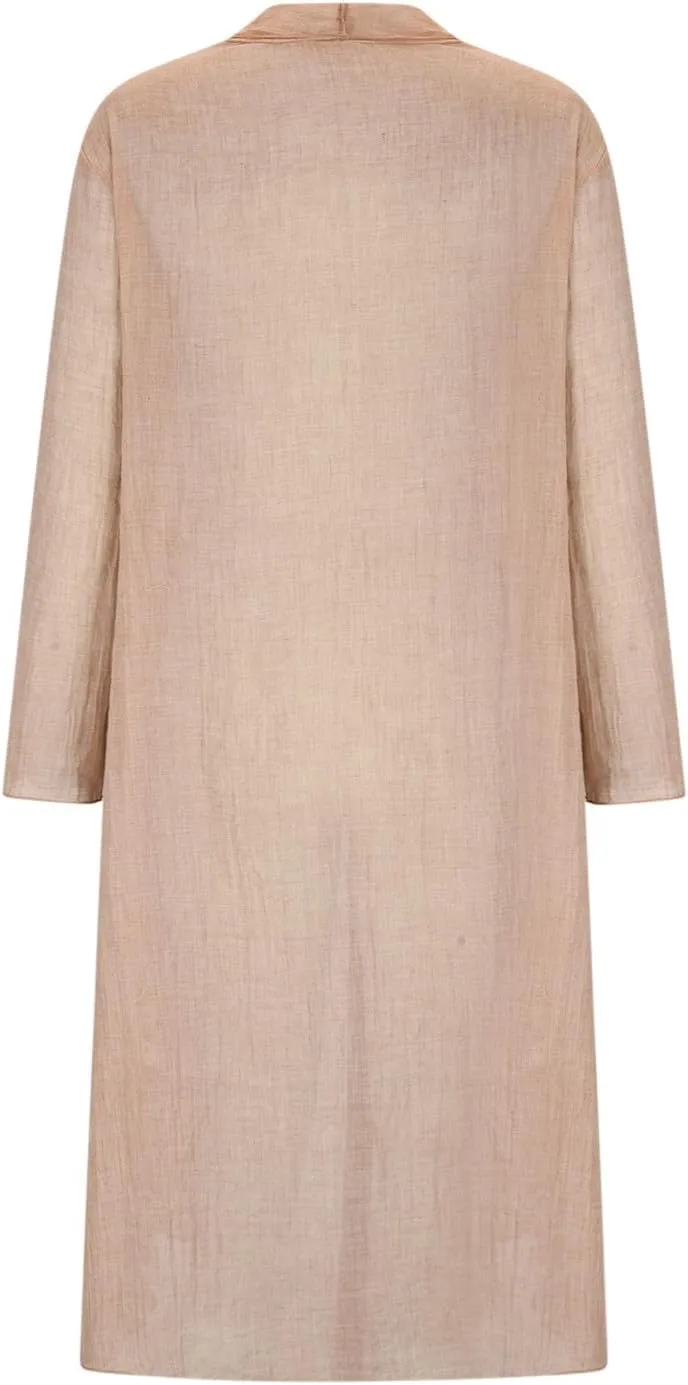 Womens Summer Lightweight Linen Kimono Cardigan Long Sleeve Open Front Beach Cover Up Summer Sun Protection Cardigans