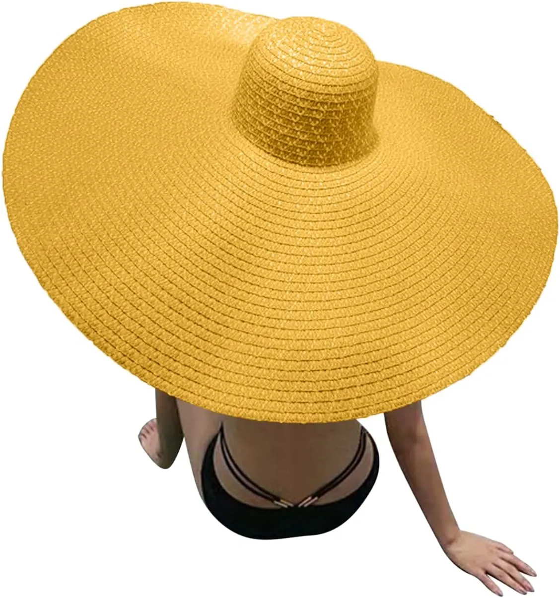 Women's Summer Outdoor Wide Brim Oversized Sun Hat Large Beach Hats for Women Floppy Foldable Straw Sun Hat
