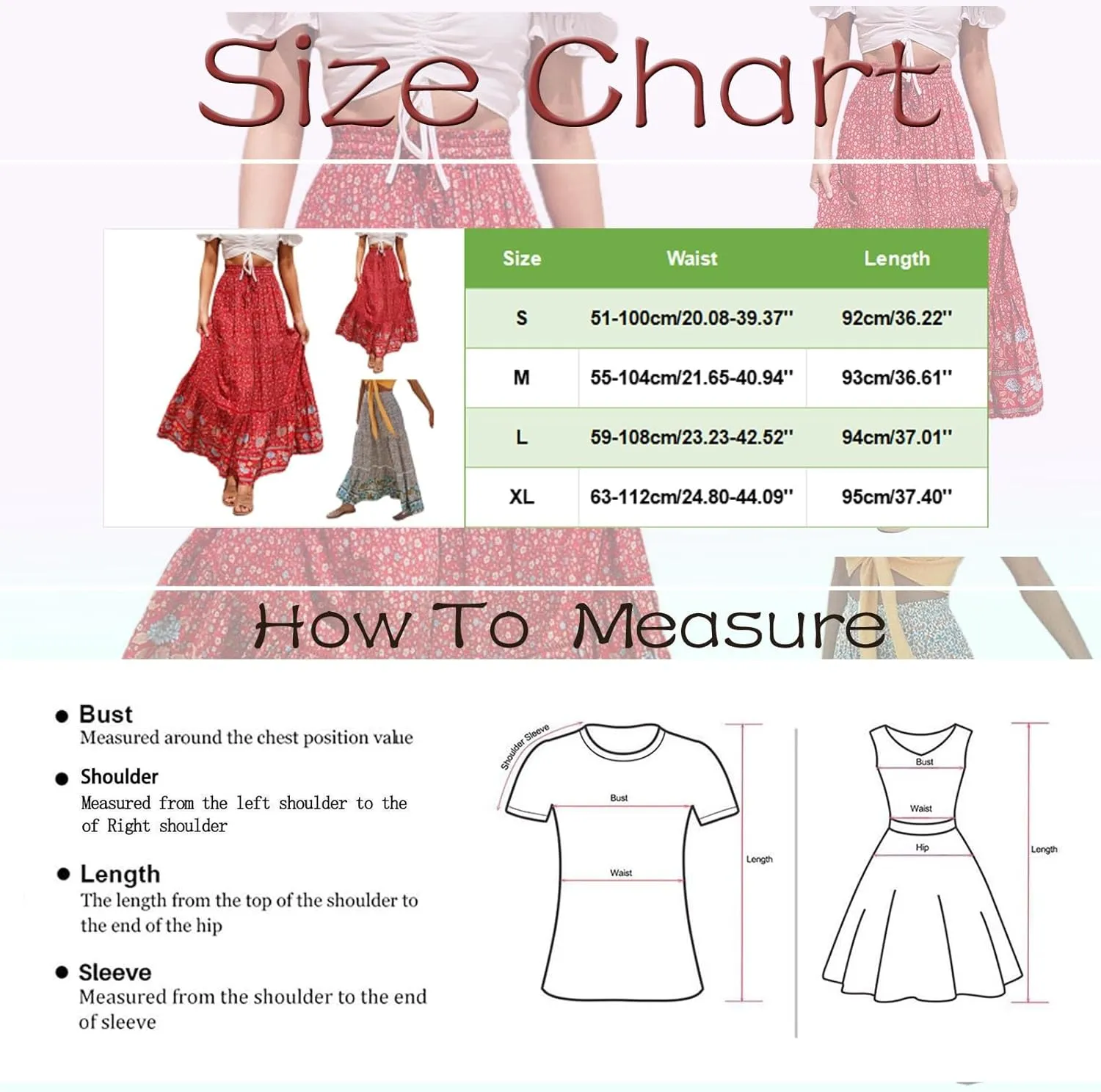 Womens Summer Skirts for Vacation 2025 High Waist Tummy Control Bohemian Floral Print Ruffles Pleated Maxi Skirts