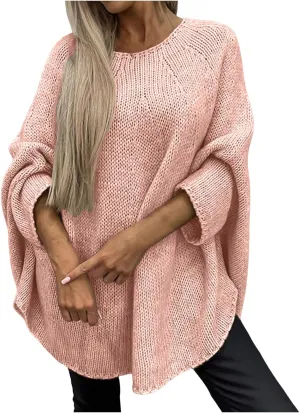 Womens Sweaters Cable Knit Round Neck Solid Color Long Sleeve Soft Lightweight Casual Jumper Tops