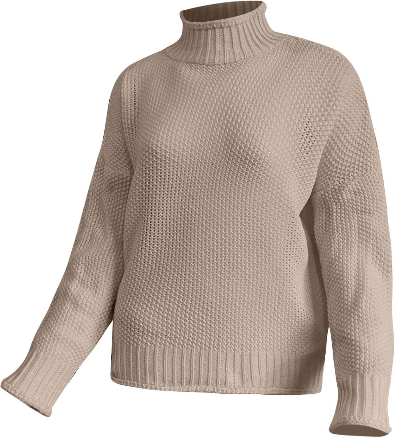 Womens Turtleneck Oversized Long Sleeve Fall Sweater 2023 Plus Size Tunic Pullover Mock Neck Sweaters Ribbed Knit Tops