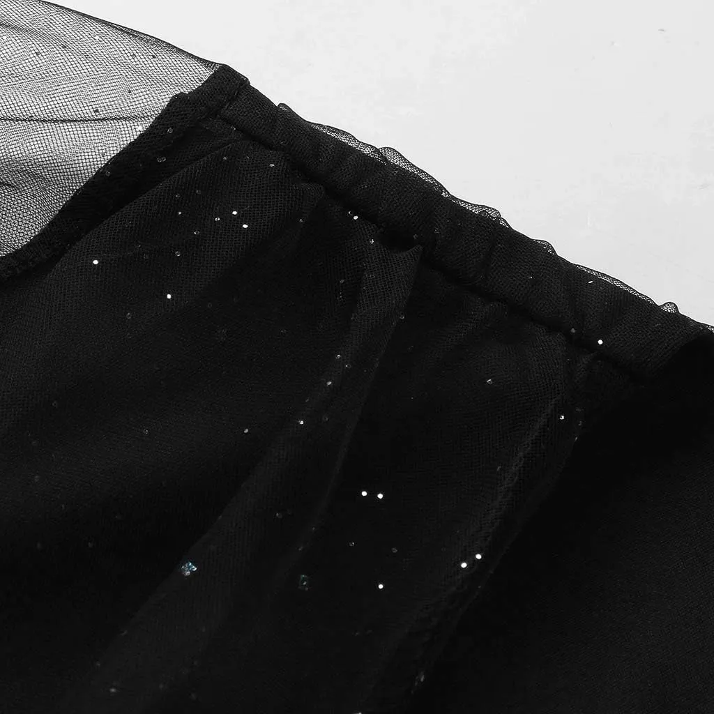 Women's V Neck Sexy Semi-Sheer Long Sleeve Bodycon Mini Dress Sparkly Sequin Ruched Evening Party Going Out Dresses