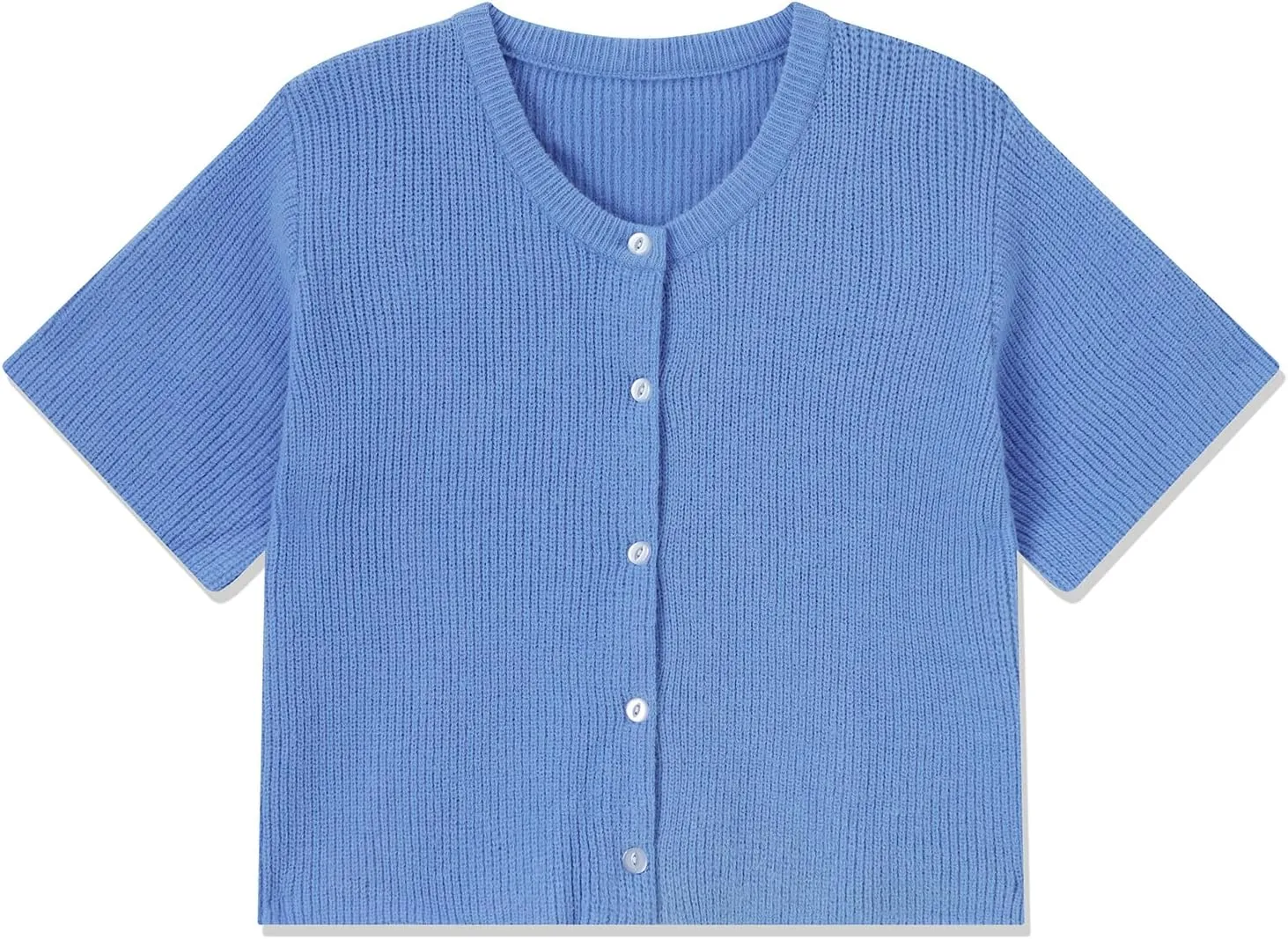 Women's Y2K Button Down Cardigans Shirts Summer Short Sleeve Knitted Blouse Top Going Out Cropped Knit Tops