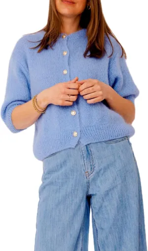 Women's Y2K Button Down Cardigans Shirts Summer Short Sleeve Knitted Blouse Top Going Out Cropped Knit Tops