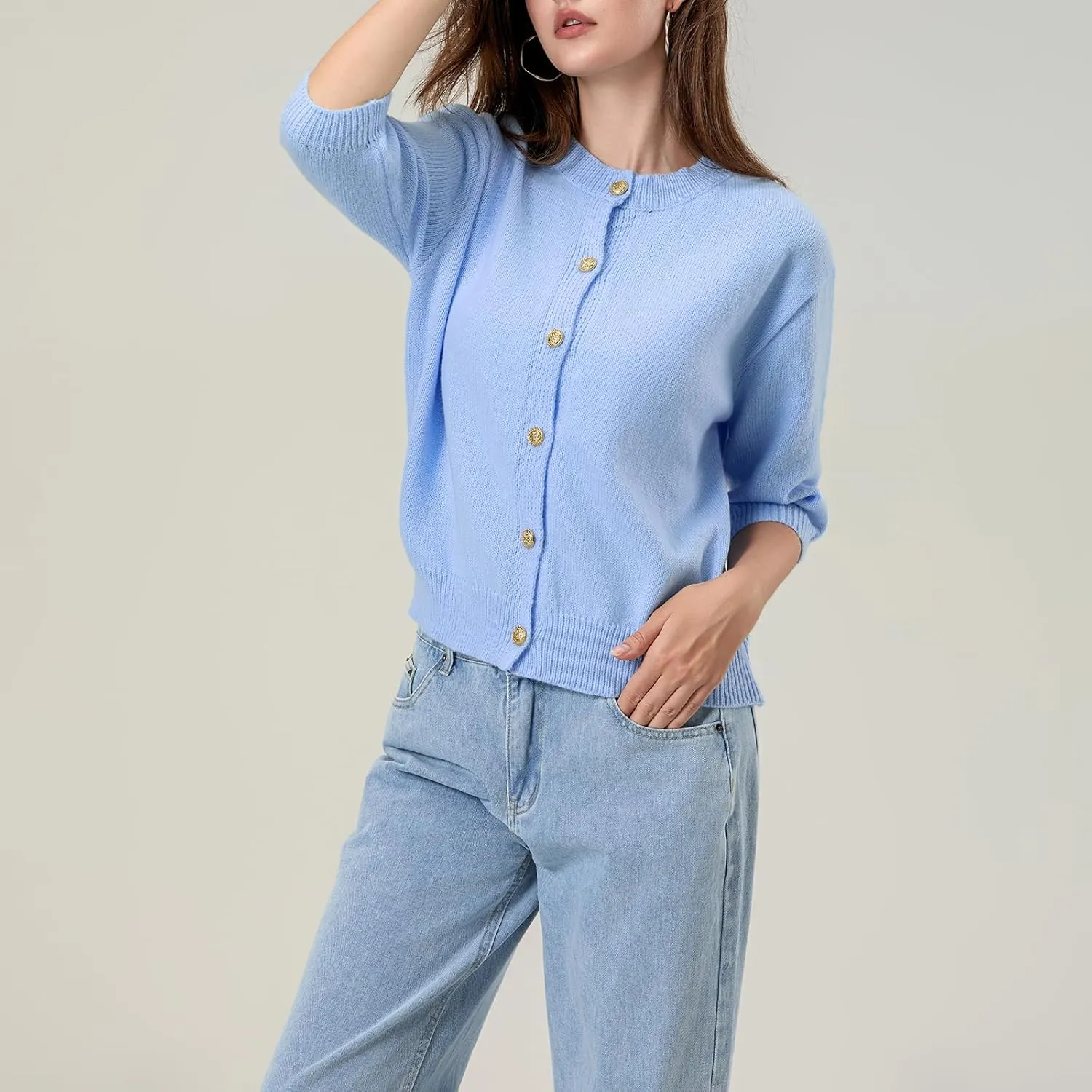 Women's Y2K Button Down Cardigans Shirts Summer Short Sleeve Knitted Blouse Top Going Out Cropped Knit Tops