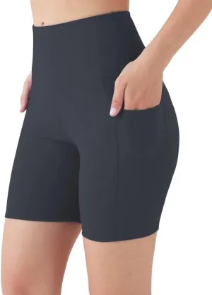 YOGAFREE Biker Shorts for Women High Waist Yoga Shorts with Pockets Stretch Tummy Control Workout Athletic Running Shorts