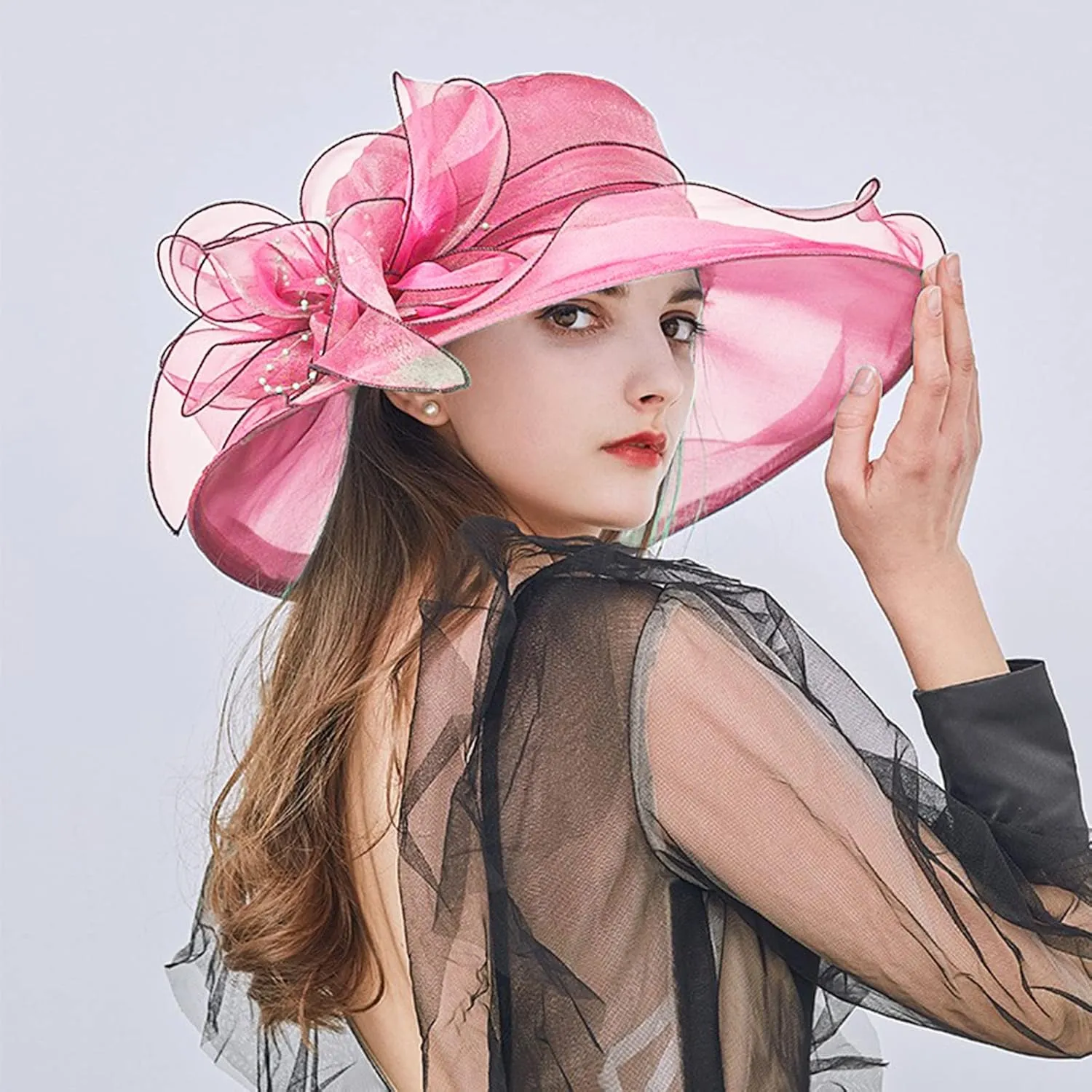 YOLAI Chruch Hats Fascinator Hat for Women Church Tea Party Headband Wedding Hat