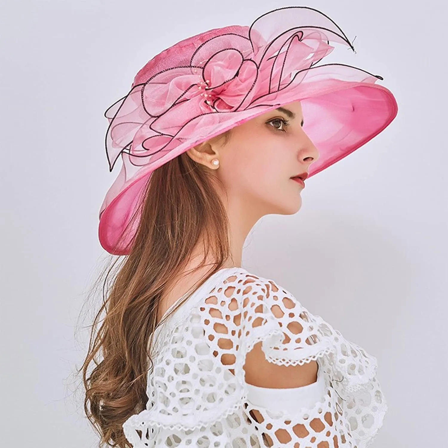 YOLAI Chruch Hats Fascinator Hat for Women Church Tea Party Headband Wedding Hat