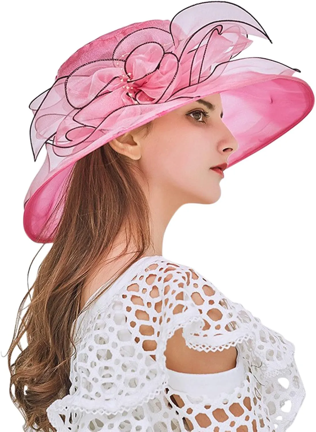 YOLAI Chruch Hats Fascinator Hat for Women Church Tea Party Headband Wedding Hat