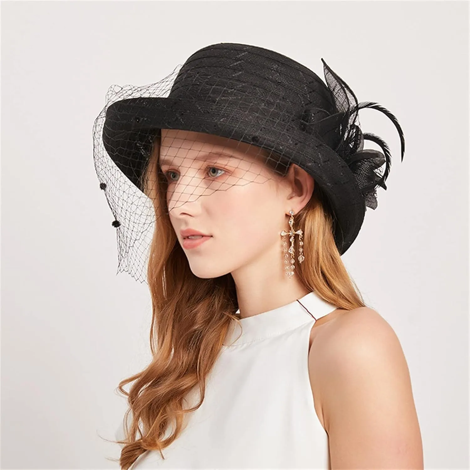 YOLAI Fascinator Hat for Women 1920S Tea Party Kentucky Fascinator Hat Church Wedding Organza Hats